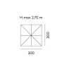 Ombrellone 3x3 palo laterale bianco maniglia telo bianco Moia