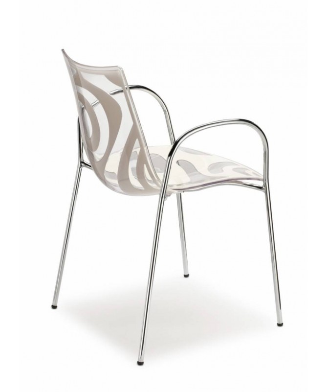 Sedia con braccioli in tecnopolimero stampato Wave Made in Italy - set da 2
