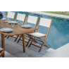 Set Tavolo Donoratico + 6 Sedie Venturina In Acacia Pieghevole Con Textilene Senza Braccioli Moia