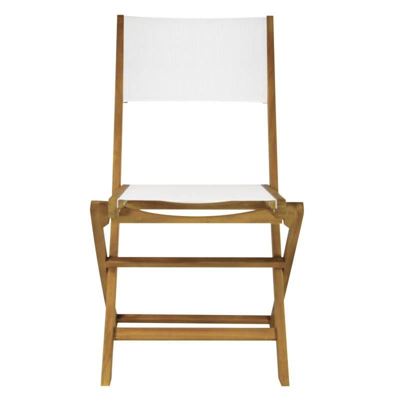 Set Tavolo Donoratico + 6 Sedie Venturina In Acacia Pieghevole Con Textilene Senza Braccioli Moia