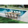Set Tavolo Donoratico + 6 Sedie Venturina In Acacia Pieghevole Con Textilene Senza Braccioli Moia