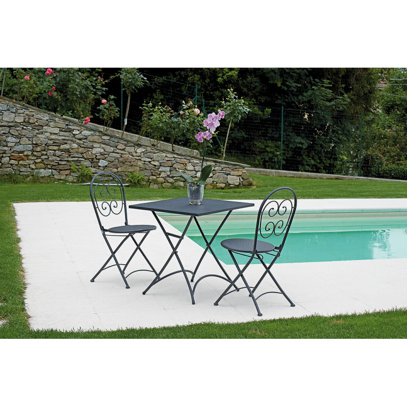 Set Tavolo pieghevole + 2 Sedie Intra MOIA grigio antracite