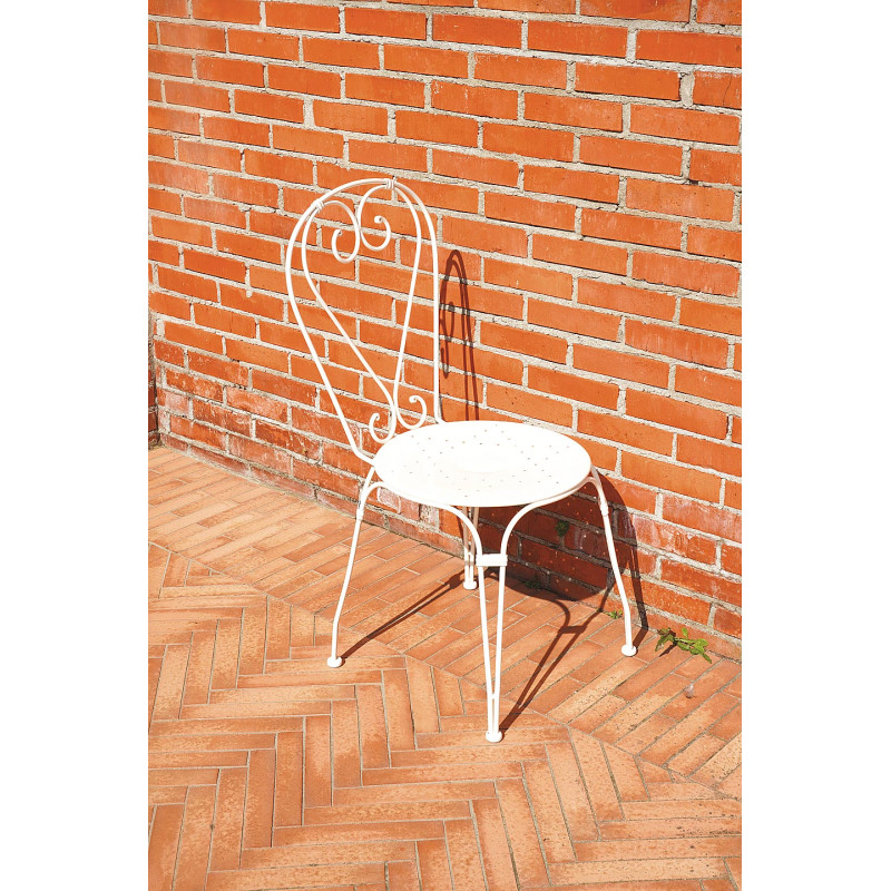 Set Tavolo Desenzano + 4 Sedie Sirmione MOIA impilabili in ferro avorio