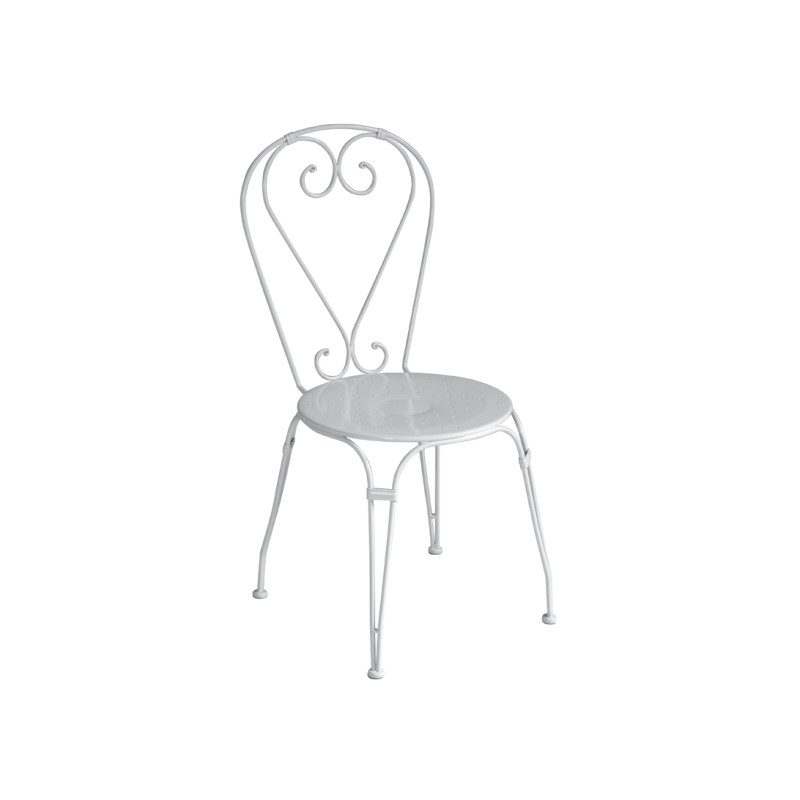 Set Tavolo Desenzano + 4 Sedie Sirmione MOIA impilabili in ferro avorio