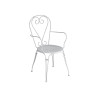 Set Tavolo Desenzano + 4 Poltrone MOIA con braccioli Sirmione impilabili in ferro avorio