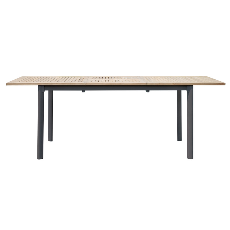 Set Tavolo Fuerteventura + 6 Sedie Milano Contract Senza Braccioli In Alluminio Grigio E Corda Paglia Moia