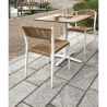 Set Tavolo Fuerteventura + 6 Sedie Milano Contract Senza Braccioli In Alluminio Bianco E Corda Paglia Moia