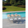 Set Tavolo Fuerteventura + 6 Sedie Milano Contract Senza Braccioli In Alluminio Bianco E Corda Paglia Moia