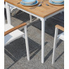 Set Tavolo Fuerteventura + 6 Sedie Milano Contract Senza Braccioli In Alluminio Bianco E Corda Paglia Moia