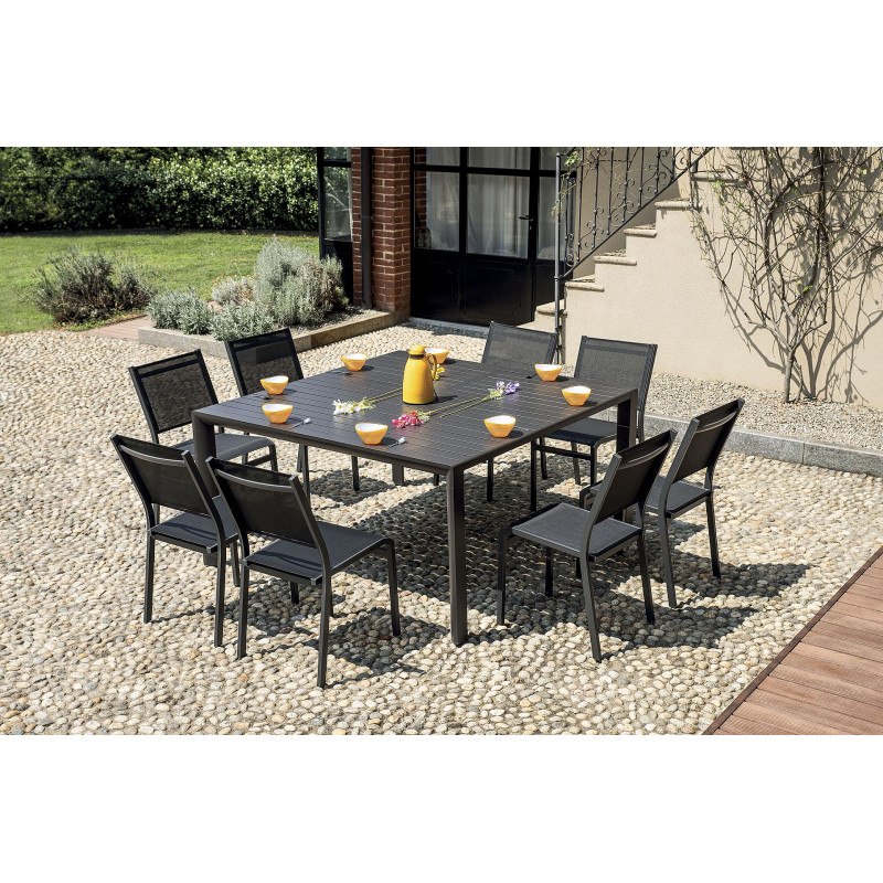 Set Tavolo e 4 Sedie da Giardino Alluminio Antracite