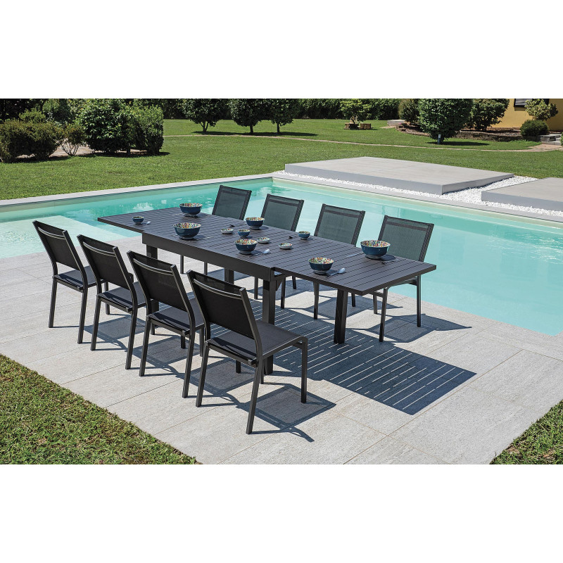 Set Tavolo e 4 Sedie da Giardino Alluminio Antracite