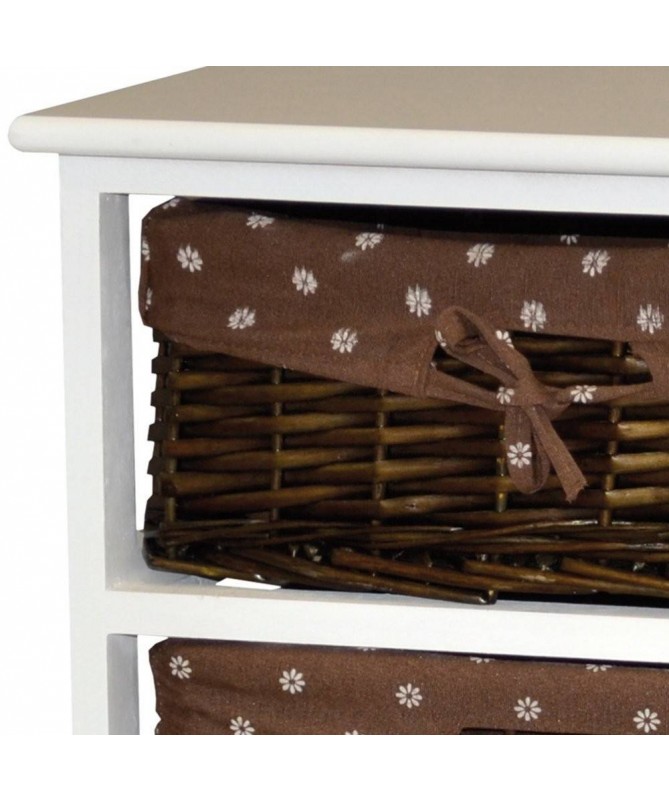 Cassettiera Cleo in legno e vimini con 4 cassetti