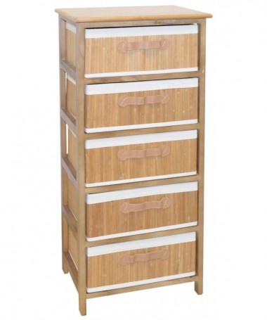 Cassettiera Nora in bamboo con 5 cassetti
