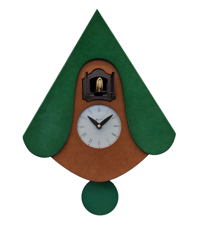 Orologio con cucù New W con cassa in mdf e tetto Made in Italy