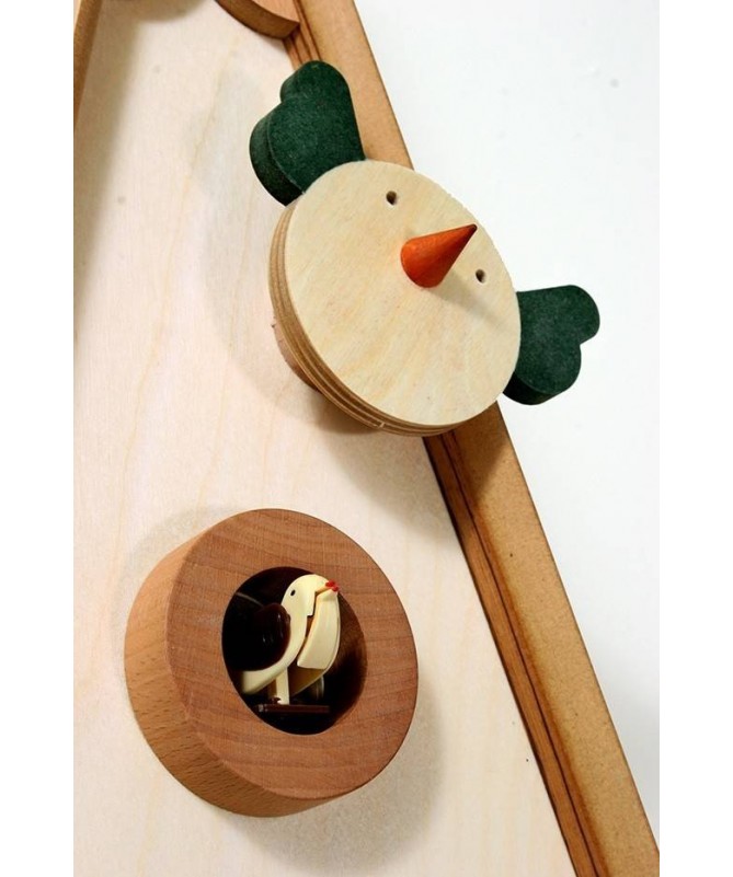 Orologio con cucù Uccellini in faggio e betulla Made in Italy