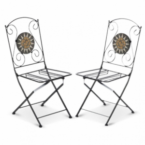 Zoom 2 pz Sedia pieghevole richiudibile in ferro e mosaico per esterno MUSA 06409 BLACK