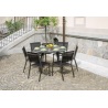 Set Tavolo Tondo + 4 Sedie Pola Alluminio Antracite Text Nero Moia