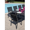 Set Tavolo Tondo + 4 Sedie Pola Alluminio Antracite Text Nero Moia