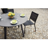 Set Tavolo Tondo + 4 Sedie Pola Alluminio Antracite Text Nero Moia