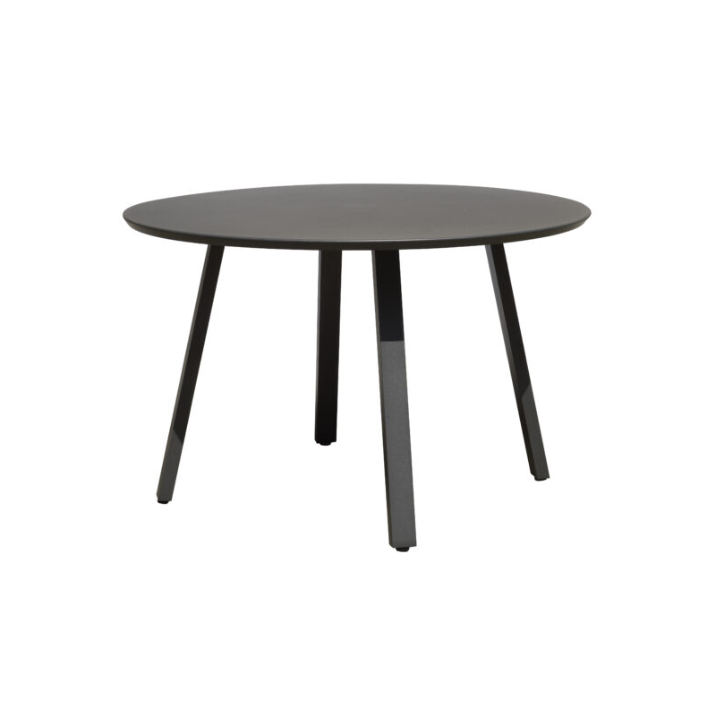 Set Tavolo Tondo + 4 Sedie Pola Alluminio Antracite Text Nero Moia