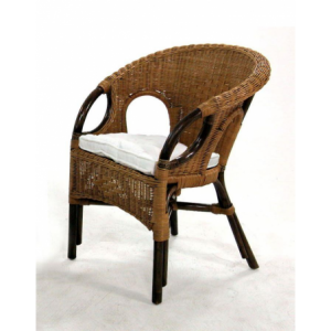 Zoom Poltrona rattan lucrezia noce naturale con cuscino cm 60x60h47/82