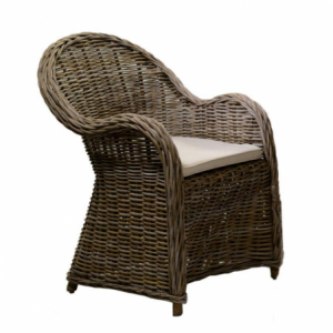 Poltrona rattan roymer grigio con cuscino cm 65x65h91
