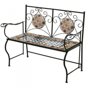 Panchina mosaico metallo trapani nero cm123x53h91