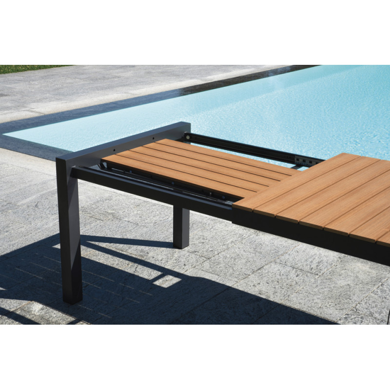 Set Tavolo Maiorca + 6 Sedie Pola Alluminio Antracite Text Nero Moia