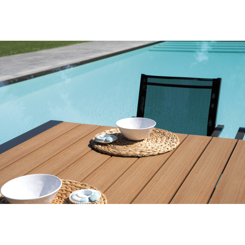 Set Tavolo Maiorca + 6 Sedie Pola Alluminio Antracite Text Nero Moia