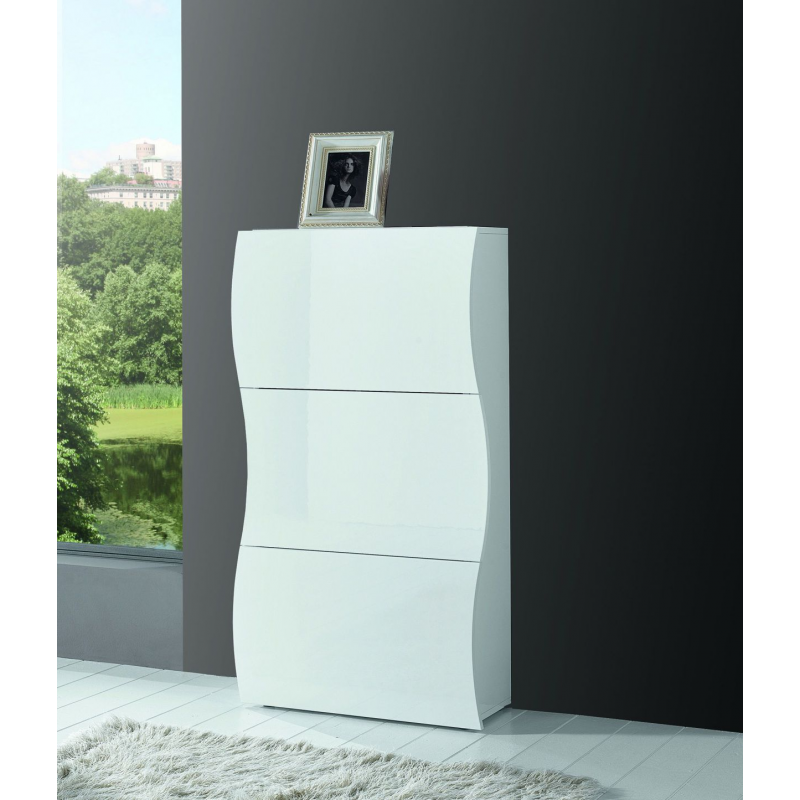 Scarpiera Onda 3 Ante a Ribalta 71x121x26,6 cm – Bianco Lucido