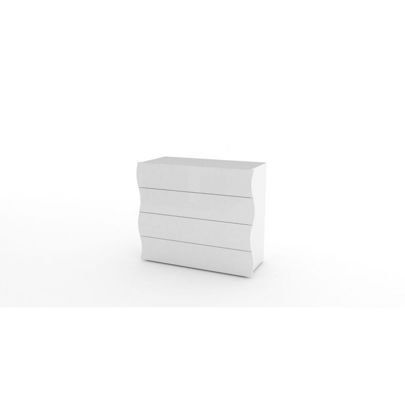 Comò Onda Kommode 4 Cassetti – 98x81,5x40 – Bianco Lucido