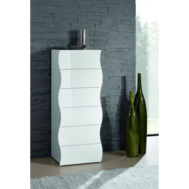 Cassettiera Onda Kommode 6 Cassetti – 50x121,7x40 – Bianco Lucido