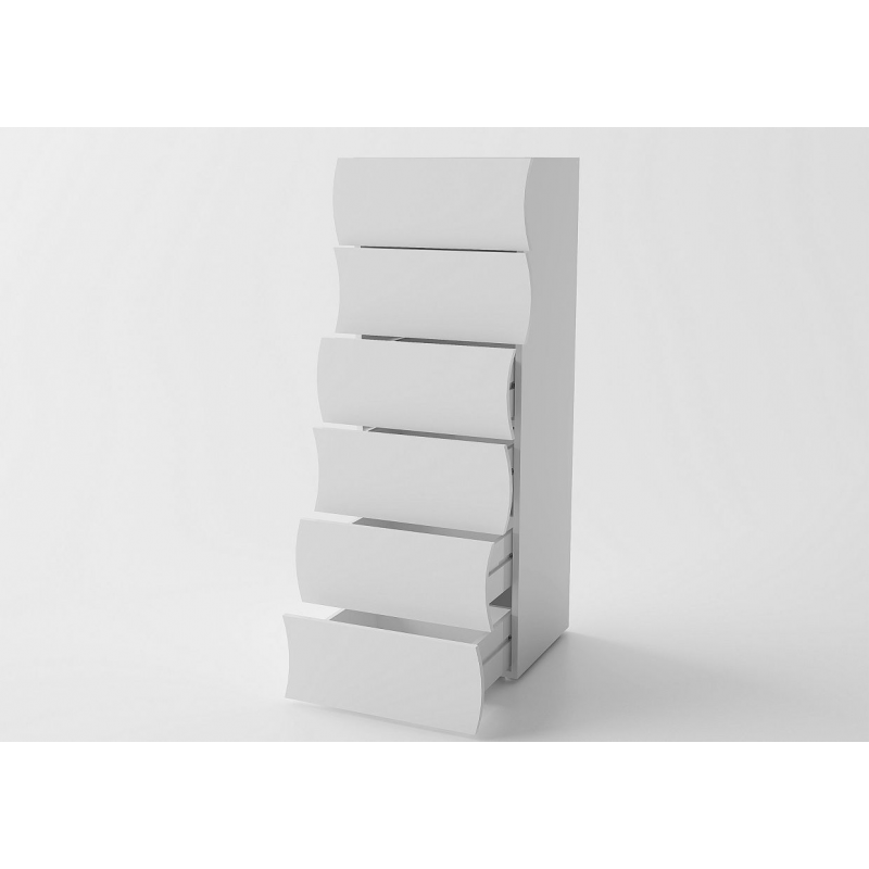 Cassettiera Onda Kommode 6 Cassetti – 50x121,7x40 – Bianco Lucido