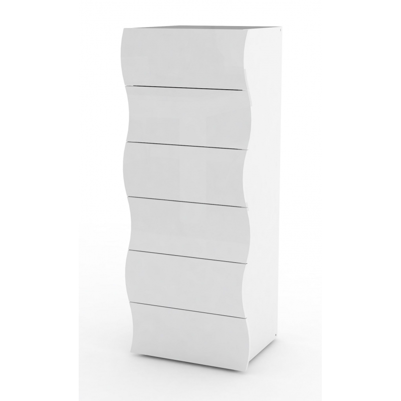 Cassettiera Onda Kommode 6 Cassetti – 50x121,7x40 – Bianco Lucido
