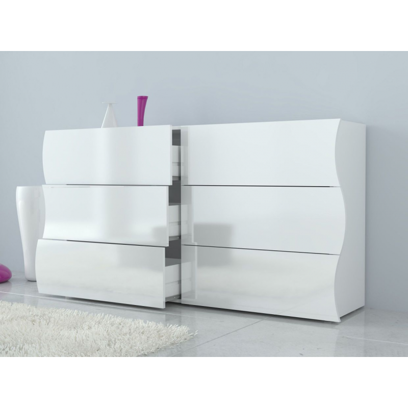 Cassettiera Onda Kommode 6 Cassetti – 155x81,8x40 – Bianco Lucido