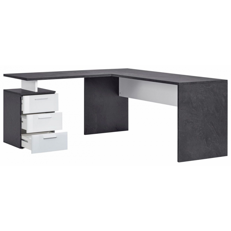 Scrivania ad angolo New Selina – 180x75x60 – Bianco Lucido e Report