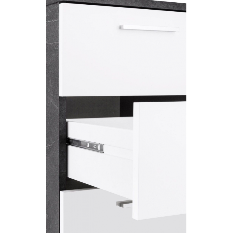 Scrivania ad angolo New Selina – 180x75x60 – Bianco Lucido e Report