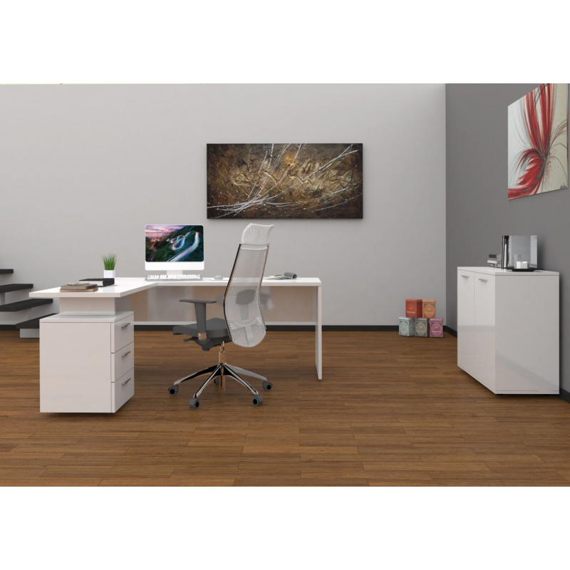 Scrivania ad angolo New Selina – 180x75x60 – Bianco Lucido