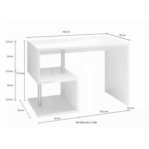 Zoom Scrivania Esse 100 – 100x77,5x50 – Bianco Lucido