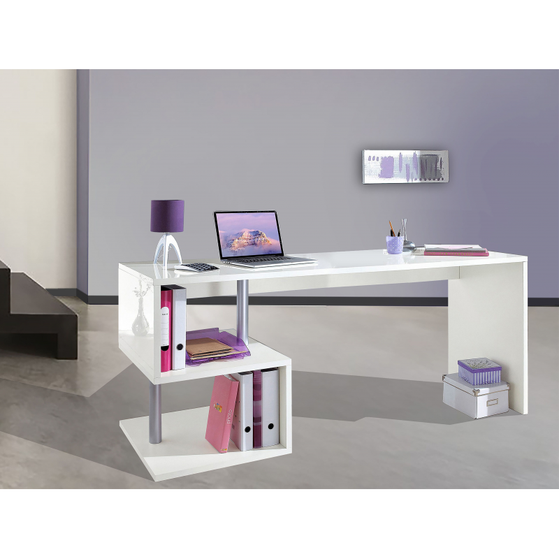 Scrivania Esse 180 – 180x77,5x60 – Bianco Lucido