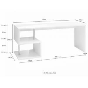 Zoom Scrivania Esse 180 – 180x77,5x60 – Bianco Lucido