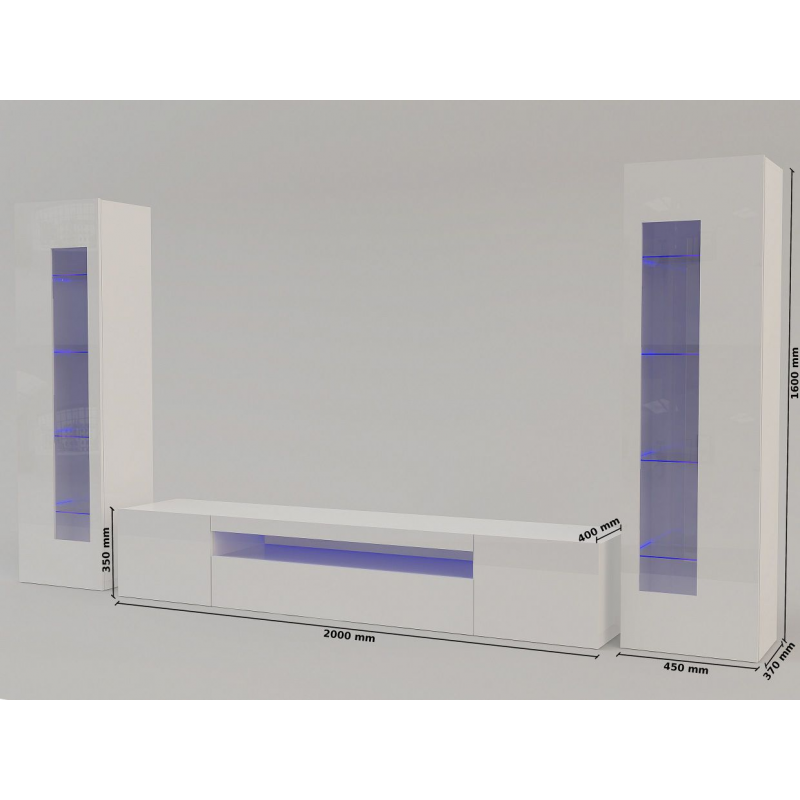 Set Soggiorno Daiquiri – 290x162x40 – Bianco Lucido