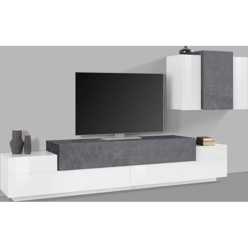 Set Soggiorno Coro 240 – Mobile + Pensile – Bianco e Report
