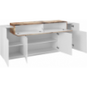 Credenza Coro Moderna 4 ante – Bianco Lucido e Acero Pereira