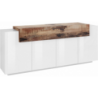 Credenza Coro Moderna 4 ante – Bianco Lucido e Acero Pereira