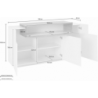 Credenza Coro Moderna 3 ante – Bianco Lucido e Acero Pereira