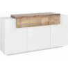 Credenza Coro Moderna 3 ante – Bianco Lucido e Acero Pereira