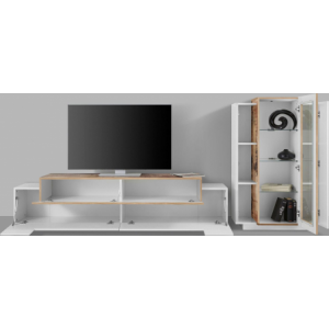 Zoom Set Soggiorno Coro 200 – Mobile + Vetrina – Bianco e Acero Pereira
