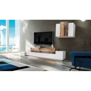 Set Soggiorno Coro 240 – Mobile + Pensile – Bianco e Acero Pereira