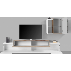 Zoom Set Soggiorno Coro 240 – Mobile + Pensile – Bianco e Acero Pereira